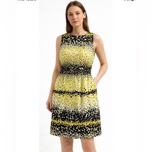 Carlisle Yellow and Black Sleeveless Dress Size 10 Wedding Spring Colorful